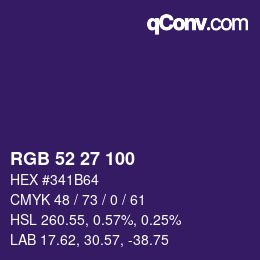 Color code: RGB 52 27 100 | qconv.com