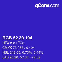 Color code: RGB 52 30 194 | qconv.com