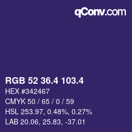 カラーコード: RGB 52 36.4 103.4 | qconv.com