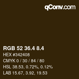 カラーコード: RGB 52 36.4 8.4 | qconv.com