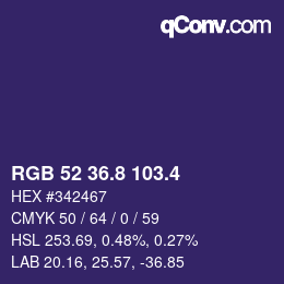 カラーコード: RGB 52 36.8 103.4 | qconv.com
