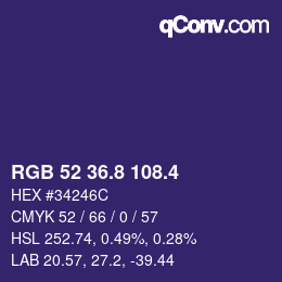カラーコード: RGB 52 36.8 108.4 | qconv.com
