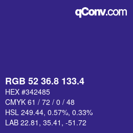カラーコード: RGB 52 36.8 133.4 | qconv.com