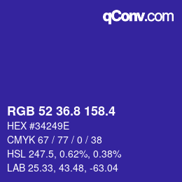 カラーコード: RGB 52 36.8 158.4 | qconv.com