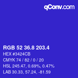 カラーコード: RGB 52 36.8 203.4 | qconv.com