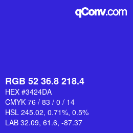 カラーコード: RGB 52 36.8 218.4 | qconv.com