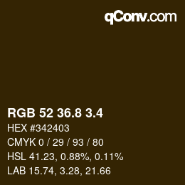 カラーコード: RGB 52 36.8 3.4 | qconv.com
