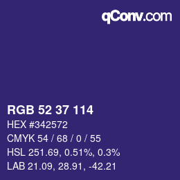 Color code: RGB 52 37 114 | qconv.com