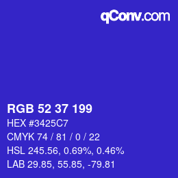カラーコード: RGB 52 37 199 | qconv.com