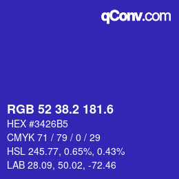 カラーコード: RGB 52 38.2 181.6 | qconv.com