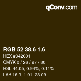 カラーコード: RGB 52 38.6 1.6 | qconv.com