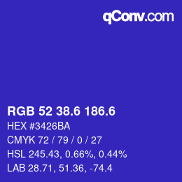 カラーコード: RGB 52 38.6 186.6 | qconv.com