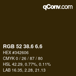 カラーコード: RGB 52 38.6 6.6 | qconv.com