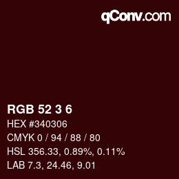 カラーコード: RGB 52 3 6 | qconv.com