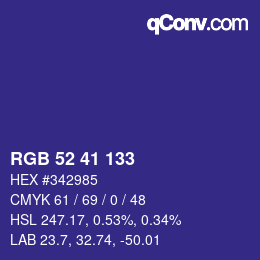 カラーコード: RGB 52 41 133 | qconv.com