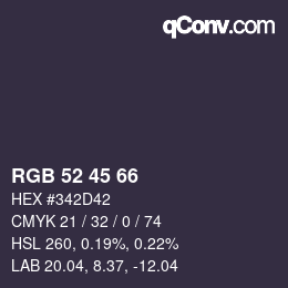 Color code: RGB 52 45 66 | qconv.com