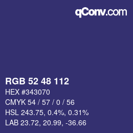 Color code: RGB 52 48 112 | qconv.com