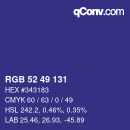 颜色代码: RGB 52 49 131 | qconv.com