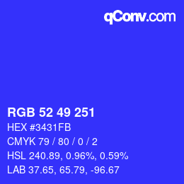 カラーコード: RGB 52 49 251 | qconv.com