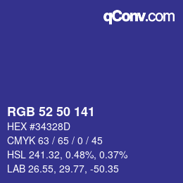 Farbcode: RGB 52 50 141 | qconv.com