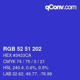 Color code: RGB 52 51 202 | qconv.com