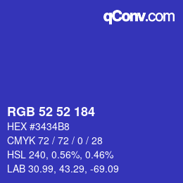 Color code: RGB 52 52 184 | qconv.com