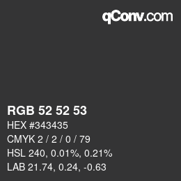 Color code: RGB 52 52 53 | qconv.com