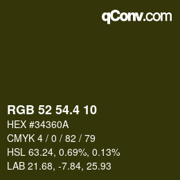 カラーコード: RGB 52 54.4 10 | qconv.com