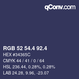 カラーコード: RGB 52 54.4 92.4 | qconv.com