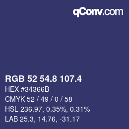 カラーコード: RGB 52 54.8 107.4 | qconv.com