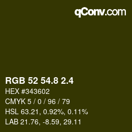 カラーコード: RGB 52 54.8 2.4 | qconv.com