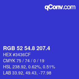 カラーコード: RGB 52 54.8 207.4 | qconv.com
