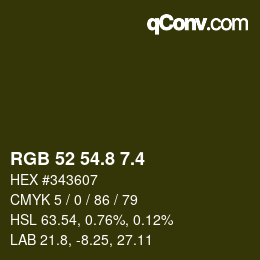 カラーコード: RGB 52 54.8 7.4 | qconv.com