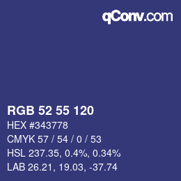 Color code: RGB 52 55 120 | qconv.com