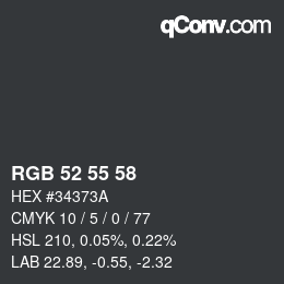 カラーコード: RGB 52 55 58 | qconv.com