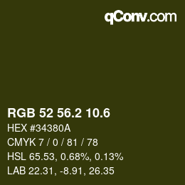 カラーコード: RGB 52 56.2 10.6 | qconv.com