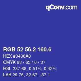 カラーコード: RGB 52 56.2 160.6 | qconv.com
