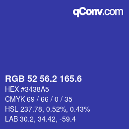 カラーコード: RGB 52 56.2 165.6 | qconv.com