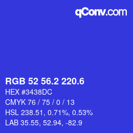 カラーコード: RGB 52 56.2 220.6 | qconv.com