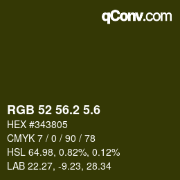 カラーコード: RGB 52 56.2 5.6 | qconv.com