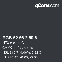 カラーコード: RGB 52 56.2 60.6 | qconv.com