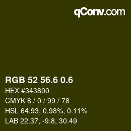 カラーコード: RGB 52 56.6 0.6 | qconv.com