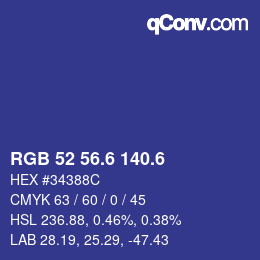 カラーコード: RGB 52 56.6 140.6 | qconv.com