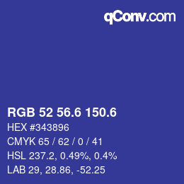 カラーコード: RGB 52 56.6 150.6 | qconv.com