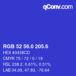 カラーコード: RGB 52 56.6 205.6 | qconv.com