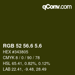 カラーコード: RGB 52 56.6 5.6 | qconv.com