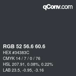 カラーコード: RGB 52 56.6 60.6 | qconv.com