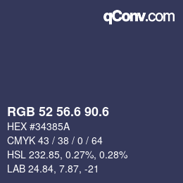 カラーコード: RGB 52 56.6 90.6 | qconv.com
