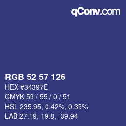 カラーコード: RGB 52 57 126 | qconv.com
