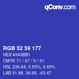 Color code: RGB 52 59 177 | qconv.com